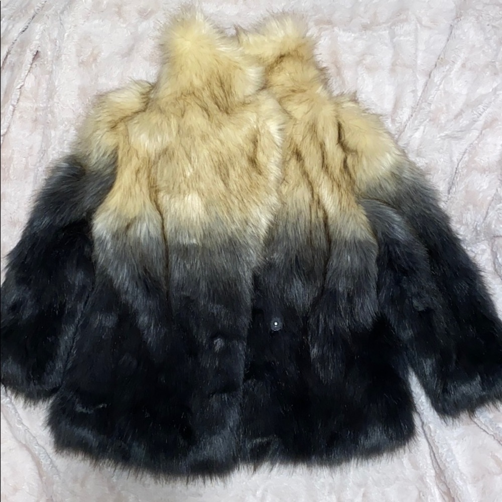 TOPSHOP faux fur coat, Grey/beige,US-6,UK6,EUR38